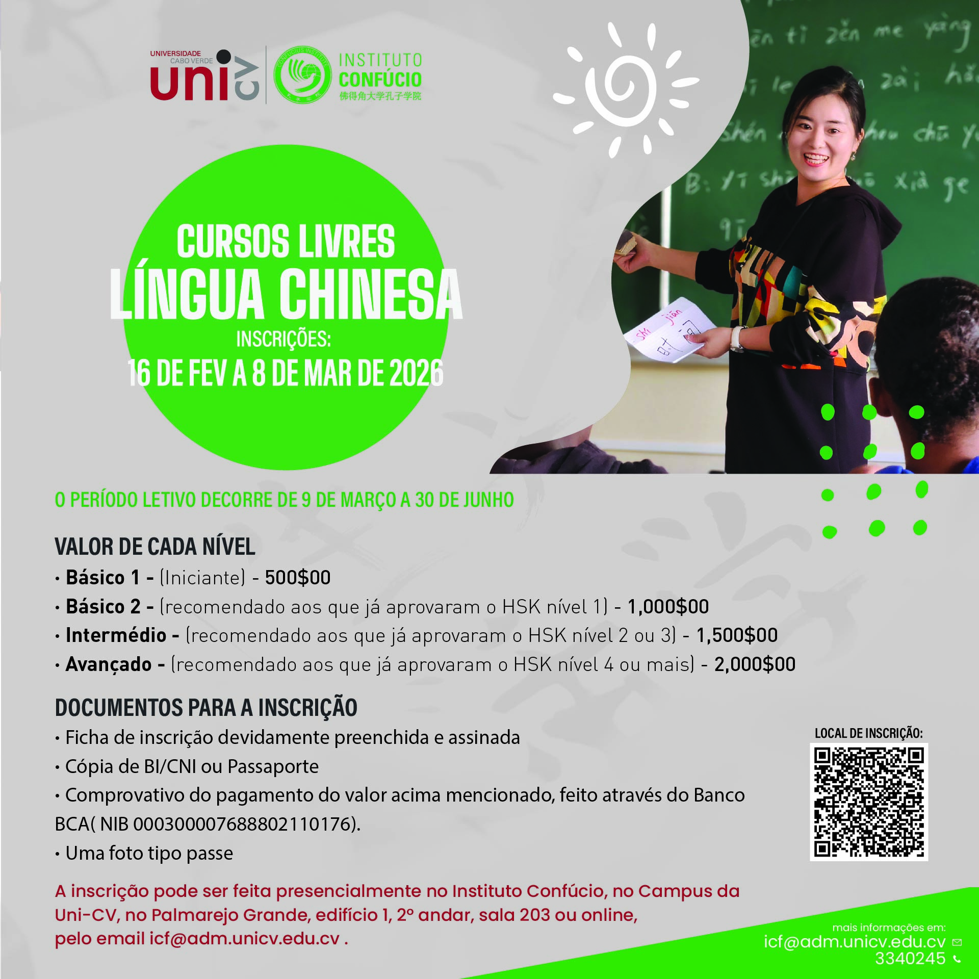 Inscrições Abertas para os Cursos Livres de Língua Chinesa no Instituto Confúcio da Uni-CV