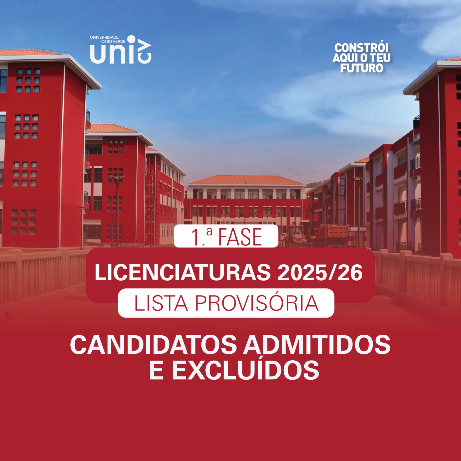 Uni-CV divulga lista provisória da 1.ª fase de candidaturas e abre 2ª fase em simultâneo
