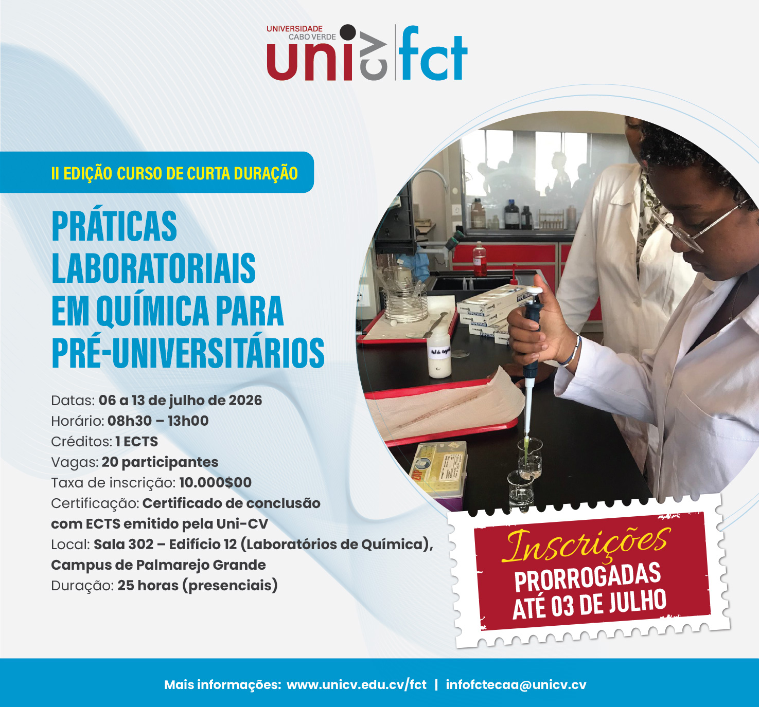 Curso de Práticas Laboratoriais em Química regressa à Uni-CV para a sua 2ª edição-Inscrições Prorrogadas
